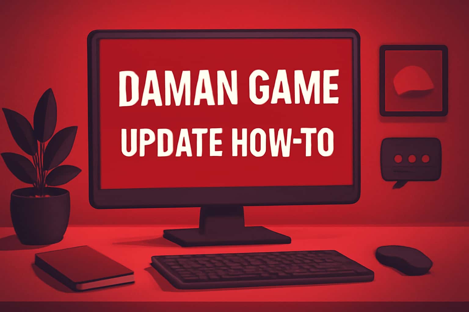 Informational scene depicting Daman Game update instructions.